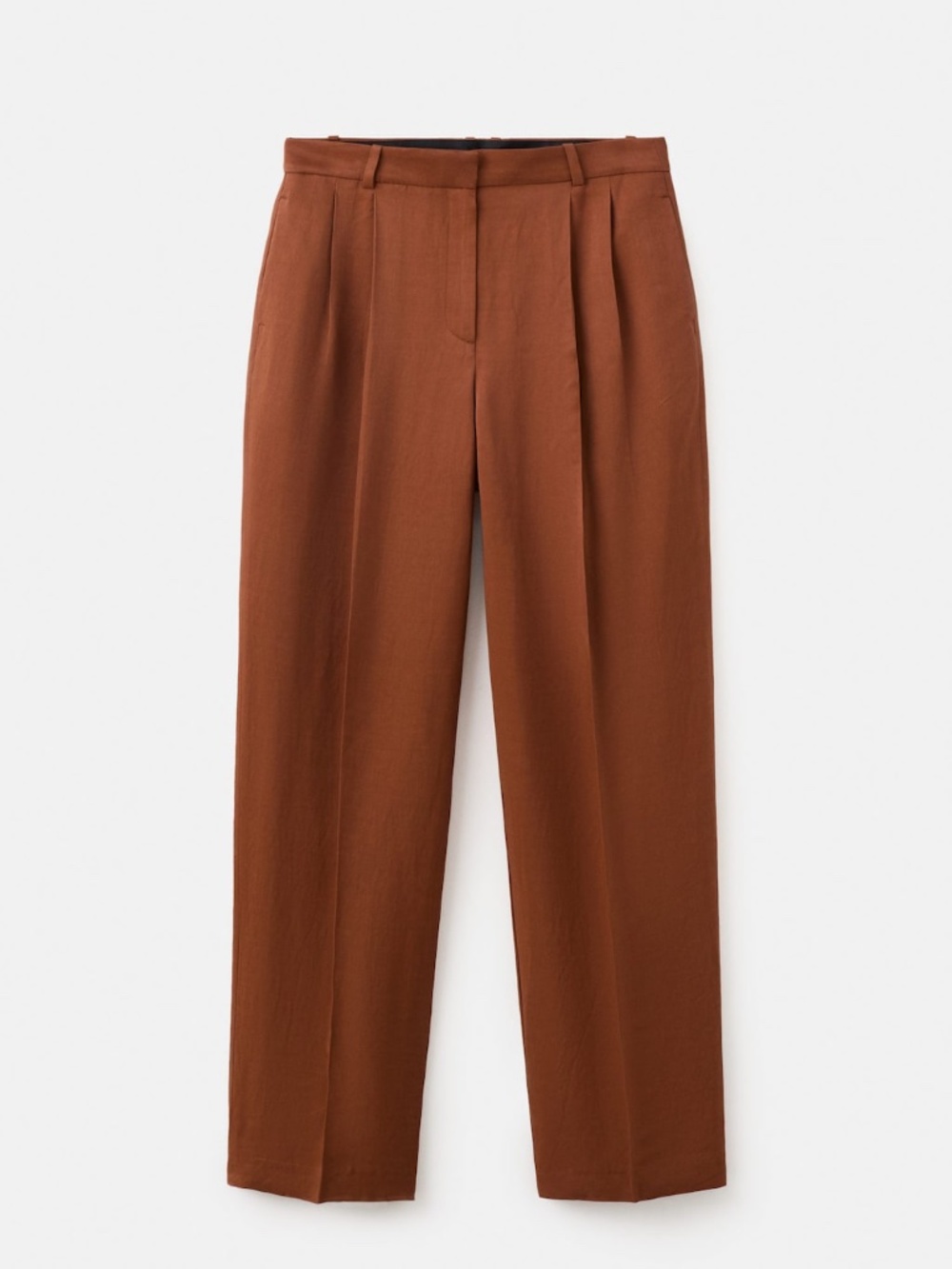 Linen-blend pleated pants